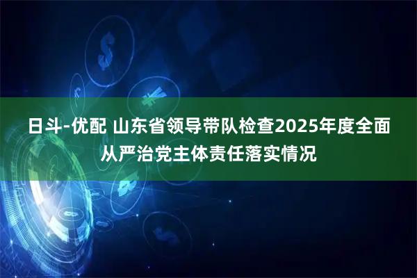 日斗-优配 山东省领导带队检查2025年度全面从严治党主体责任落实情况
